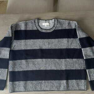 CLUB MONACO NAVY WIDE STRIPPED SWEATER  MEDIUM NWOT